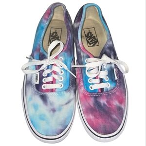 Vans Authentic Tie Dye Lace Up Trainers Sneaker Pink Blue Womens Size 9